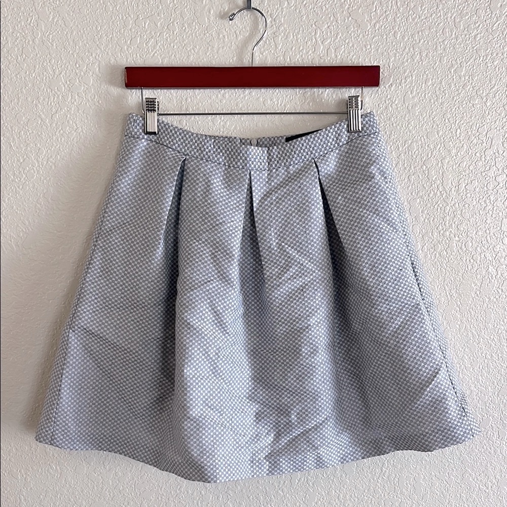 Reserved Silver Polka Dotted Mini A-Line Skirt Pleated Cocktail